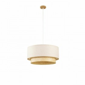 Lampadario DKD Home Decor Poliestere Bianco Marrone Chiaro Bambù 50 W (50 x 50 x 25 cm)