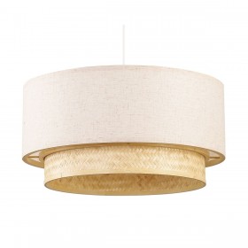 Lampadario DKD Home Decor Poliestere Bianco Marrone Chiaro Bambù 50 W (50 x 50 x 25 cm)