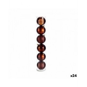 Set di palline di Natale Krist+ 00782 Marrone Plastica Ø 8 cm (24 Unità)