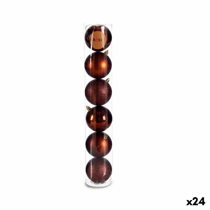 Set di palline di Natale Krist+ 00782 Marrone Plastica Ø 8 cm (24 Unità)