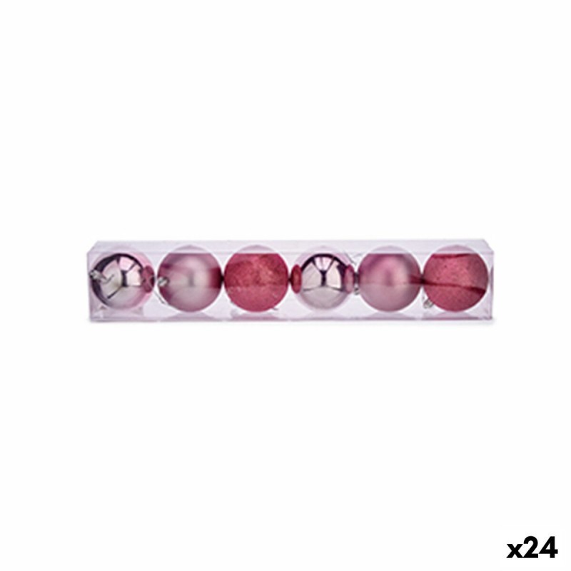 Set di palline di Natale Krist+ 00788 Rosa Plastica Ø 8 cm (24 Unità)
