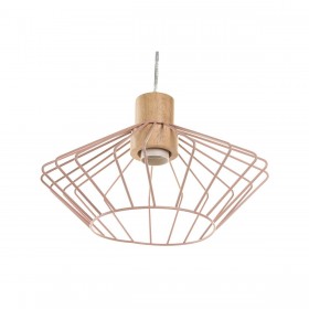 Lampadario DKD Home Decor 34 x 34 x 21 cm Argentato Nero Grigio Rosa Metallo Bianco 50 W 60 W Pino