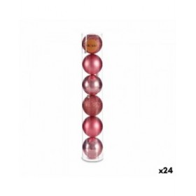 Set di palline di Natale Krist+ 00800 Rosa Plastica (24 Unità)