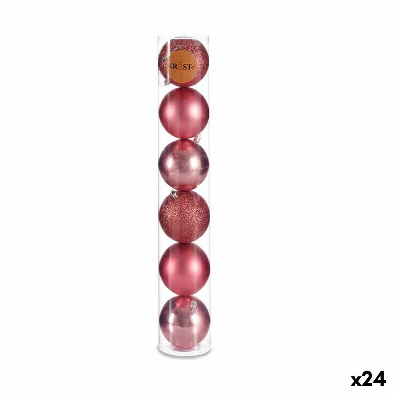Set di palline di Natale Krist+ 00800 Rosa Plastica (24 Unità)