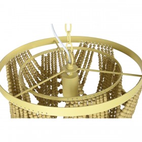 Lampadario DKD Home Decor Metallo Marrone Giallo 50 W Legno MDF (35 x 35 x 95 cm)
