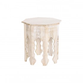 Tavolo aggiuntivo DKD Home Decor 49 x 49 x 53,5 cm Marrone Bianco Legno di mango