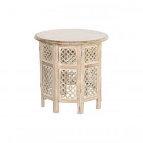 Tavolo aggiuntivo DKD Home Decor Bianco Marrone Legno di mango 53 x 53 x 53 cm