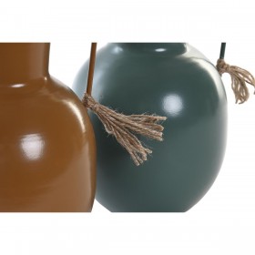 Vaso DKD Home Decor 14.5 x 13 x 24 cm Metallo Arancio Verde Senape (2 Unità)