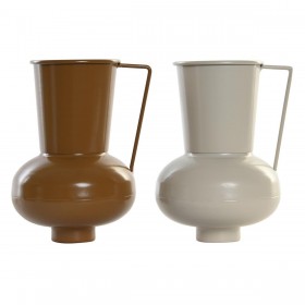 Vaso DKD Home Decor 13 x 12.5 x 17 cm Beige Metallo Arancio Senape (2 Unità)