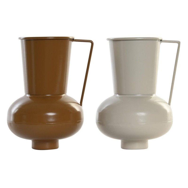 Vaso DKD Home Decor 13 x 12.5 x 17 cm Beige Metallo Arancio Senape (2 Unità)