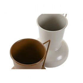 Vaso DKD Home Decor 13 x 12.5 x 17 cm Beige Metallo Arancio Senape (2 Unità)