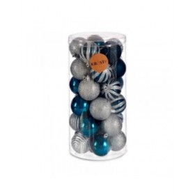 Set di palline di Natale Azzurro Argentato Plastica Ø 6 cm (6 Unità)