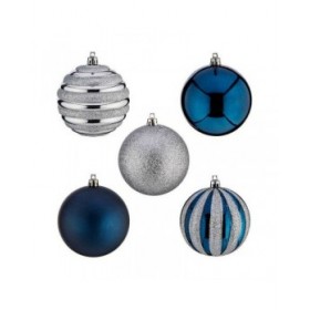 Set di palline di Natale Azzurro Argentato Plastica Ø 6 cm (6 Unità)