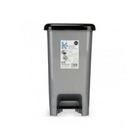 Cestino a pedale Nero Grigio Plastica 25 L (37 x 47 x 26,9 cm) (8 Unità)