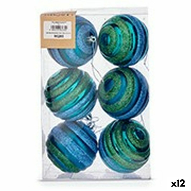 Set di palline di Natale Krist+ 00887 Azzurro Verde PVC Ø 8 cm (12 Unità)
