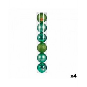 Set di palline di Natale Krist+ 00803 Verde Plastica 6 Pezzi (4 Unità)