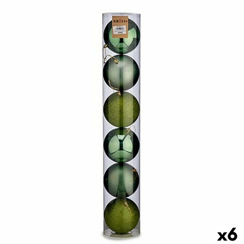 Set di palline di Natale Krist+ 00804 Verde Plastica Ø 12 cm 6 Pezzi (6 Unità)