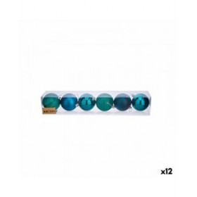 Set di palline di Natale Krist+ 00831 Azzurro Plastica Ø 7 cm (12 Unità)