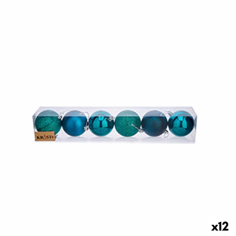 Set di palline di Natale Krist+ 00831 Azzurro Plastica Ø 7 cm (12 Unità)
