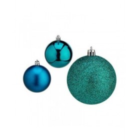 Set di palline di Natale Krist+ 00831 Azzurro Plastica Ø 7 cm (12 Unità)