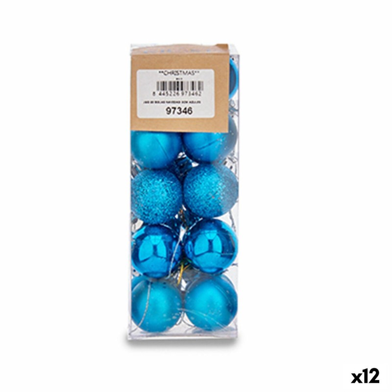Set di palline di Natale Krist+ K1912474-2 Azzurro Plastica Ø 3 cm (12 Unità)