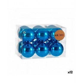 Set di palline di Natale Krist+ K1912476-1 Azzurro Plastica Ø 7 cm (12 Unità)
