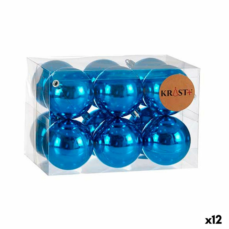 Set di palline di Natale Krist+ K1912476-1 Azzurro Plastica Ø 7 cm (12 Unità)