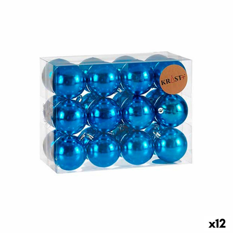 Set di palline di Natale Krist+ K1912477-1 Azzurro Plastica (12 Unità)