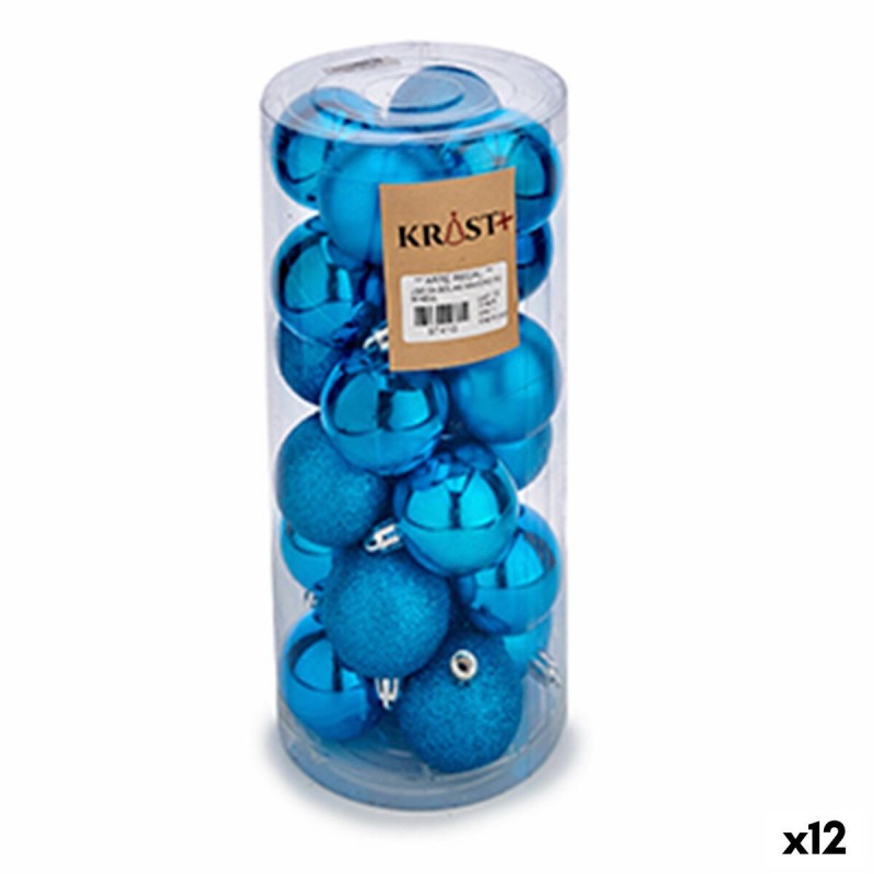 Set di palline di Natale Krist+ K1912484-2 Azzurro Plastica (12 Unità)