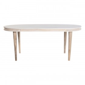 Tavolo da Pranzo DKD Home Decor Bianco Dorato Ottone Legno di mango 180 x 90 x 76 cm