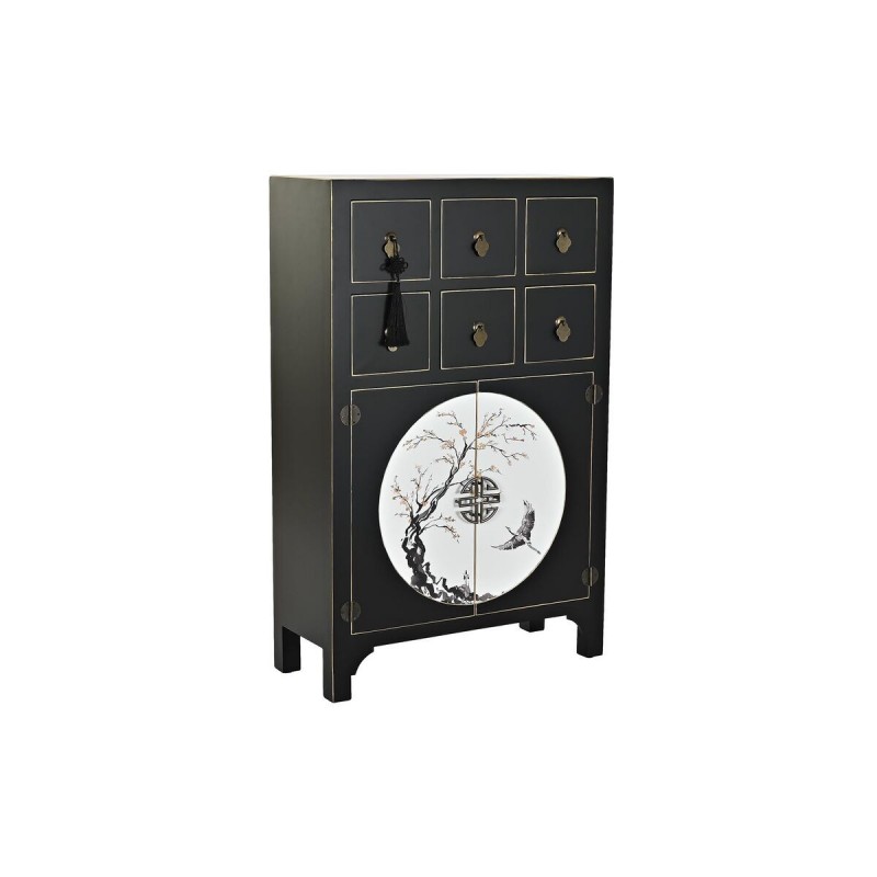 Cassettiera DKD Home Decor Nero Dorato Abete Legno MDF Orientale 63 x 28 x 101 cm