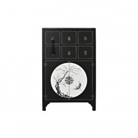 Cassettiera DKD Home Decor Nero Dorato Abete Legno MDF Orientale 63 x 28 x 101 cm