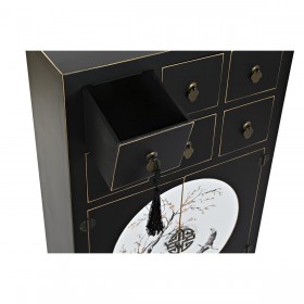 Cassettiera DKD Home Decor Nero Dorato Abete Legno MDF Orientale 63 x 28 x 101 cm