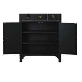 Cassettiera DKD Home Decor Nero Dorato Abete Legno MDF Orientale 63 x 28 x 101 cm