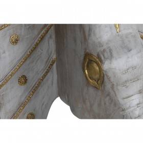 Ingresso DKD Home Decor Elefante Bianco Grigio Dorato Ottone Legno di mango 80 x 30 x 96 cm