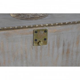 Ingresso DKD Home Decor Elefante Bianco Grigio Dorato Ottone Legno di mango 80 x 30 x 96 cm
