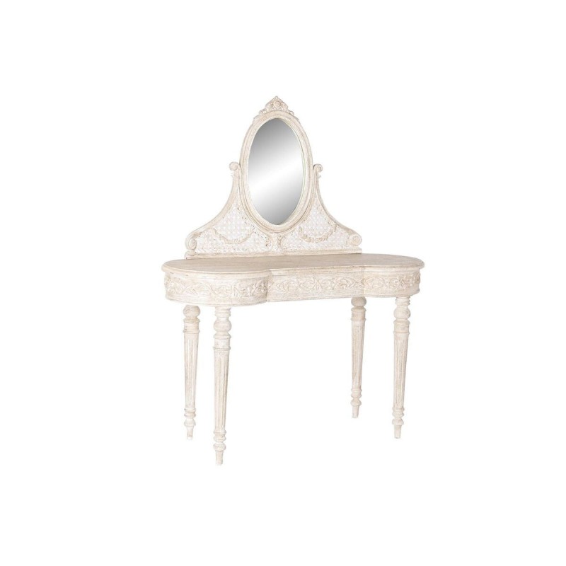 Toeletta DKD Home Decor 114 x 44 x 141 cm Bianco Beige Legno di mango Legno MDF