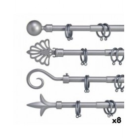 Bastone per Tende Estensibile Argentato Ferro 5 x 122 x 5 cm (8 Unità)