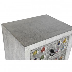 Cassettiera DKD Home Decor Bianco Grigio Ceramica Legno di mango Indiano 45 x 35 x 107 cm