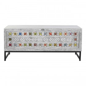 Baule DKD Home Decor Ceramica Grigio Bianco Legno di mango (116 x 40 x 50 cm)