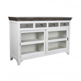 Credenza DKD Home Decor 165 x 45,7 x 105,4 cm Cristallo Grigio Bianco Marrone scuro Legno di mango