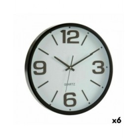 Orologio da Parete Bianco Nero Cristallo Plastica 40 x 5 x 40 cm (6 Unità)