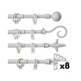 Bastone per Tende Estensibile 170 - 320 cm Bianco Ferro (8 Unità)