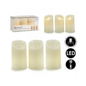 Set di Candele Oscillazione LED Crema 8 x 13 x 8 cm (6 Unità)
