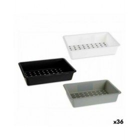 Contenitori per Cassetti Kinvara CN18799 Bianco Nero polipropilene 16 x 5 x 24 cm (36 Unità)