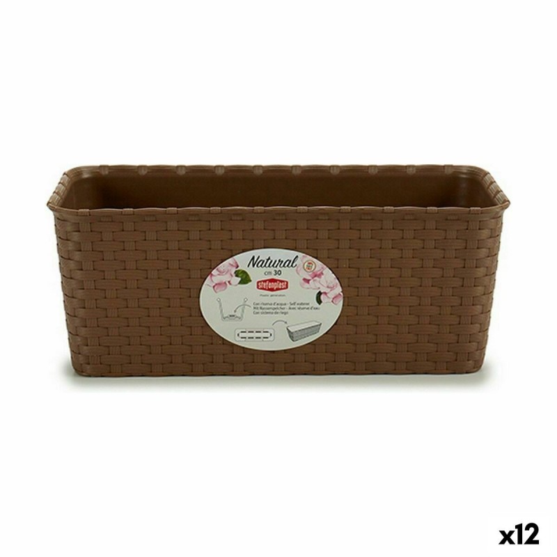 Vaso rettangolare da Balcone Stefanplast Marrone PVC 13 x 11 x 28,5 cm (12 Unità)