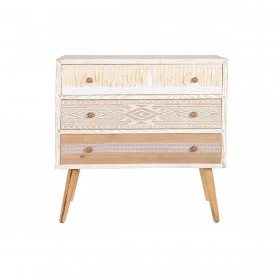 Cassettiera DKD Home Decor Abete Naturale Cotone Bianco (80 x 35 x 80 cm)