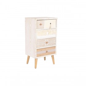 Cassettiera DKD Home Decor Abete Naturale Cotone Bianco (48 x 35 x 89 cm)
