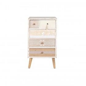 Cassettiera DKD Home Decor Abete Naturale Cotone Bianco (48 x 35 x 89 cm)