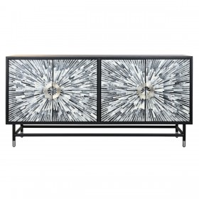 Credenza DKD Home Decor 160 x 40 x 80 cm Nero Grigio Bianco Osso Resina Legno MDF